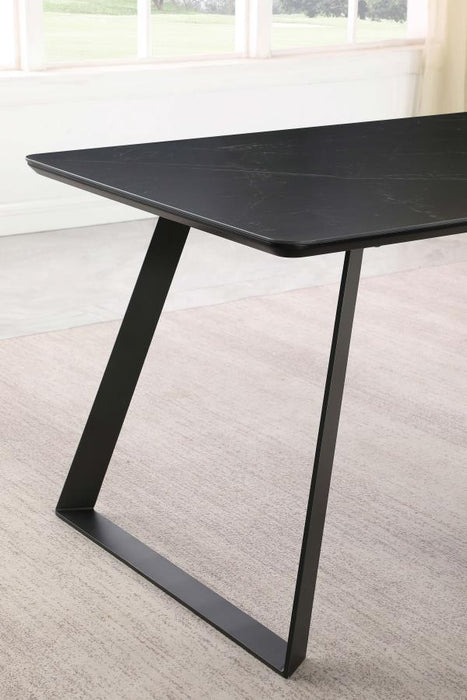 Smith - Rectangle Ceramic Top Dining Table - Black And Gunmetal - Simple Home Plus