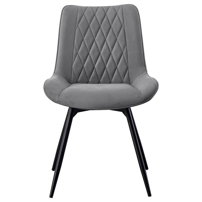 Diggs - Upholstered Tufted Swivel Dining Chairs (Set of 2) - Gray And Gunmetal - Simple Home Plus