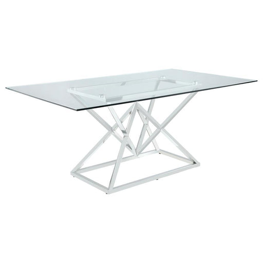 Beaufort - Rectangle Glass Top Dining Table - Chrome - Simple Home Plus