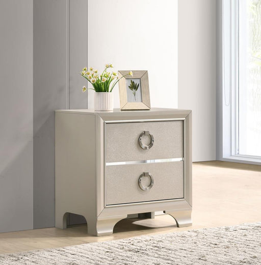 Salford - 2-Drawer Nightstand - Metallic Sterling - Simple Home Plus