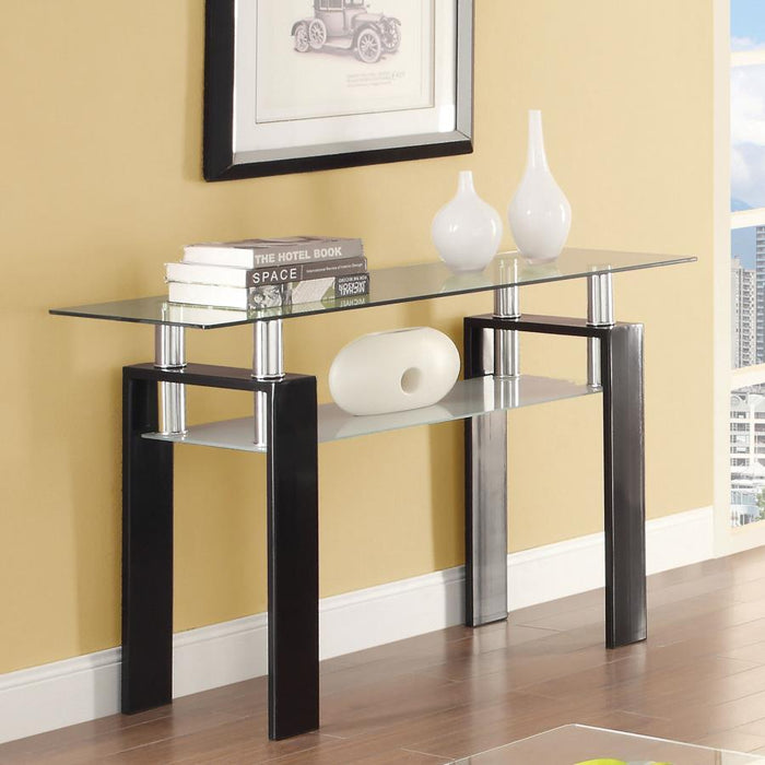 Dyer - Tempered Glass Sofa Table With Shelf - Black - Simple Home Plus