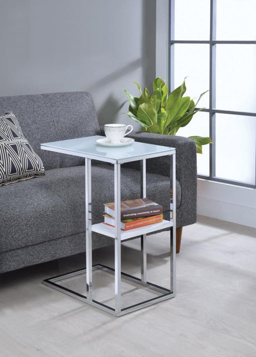 Daisy - 1-Shelf Accent Table - Chrome And White - Simple Home Plus