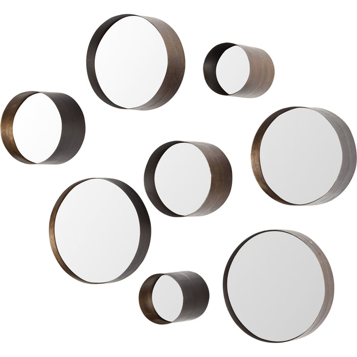 Set Of Eight Metal Wall Mirrors - Brown