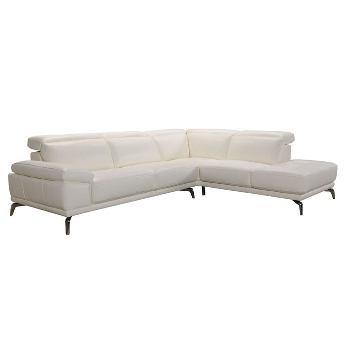 Leather And Wood Sectional Sofa - White