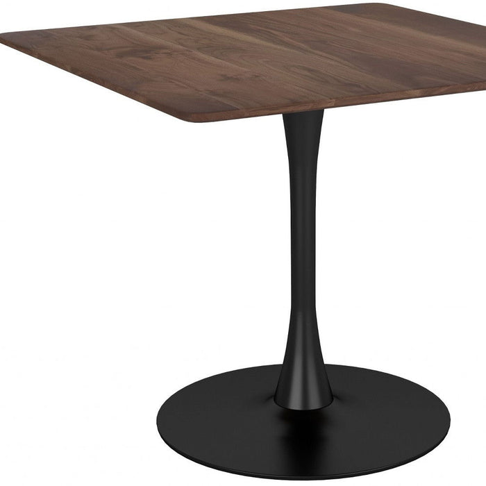 Square Steel Pedestal Base Dining Table - Dark Brown