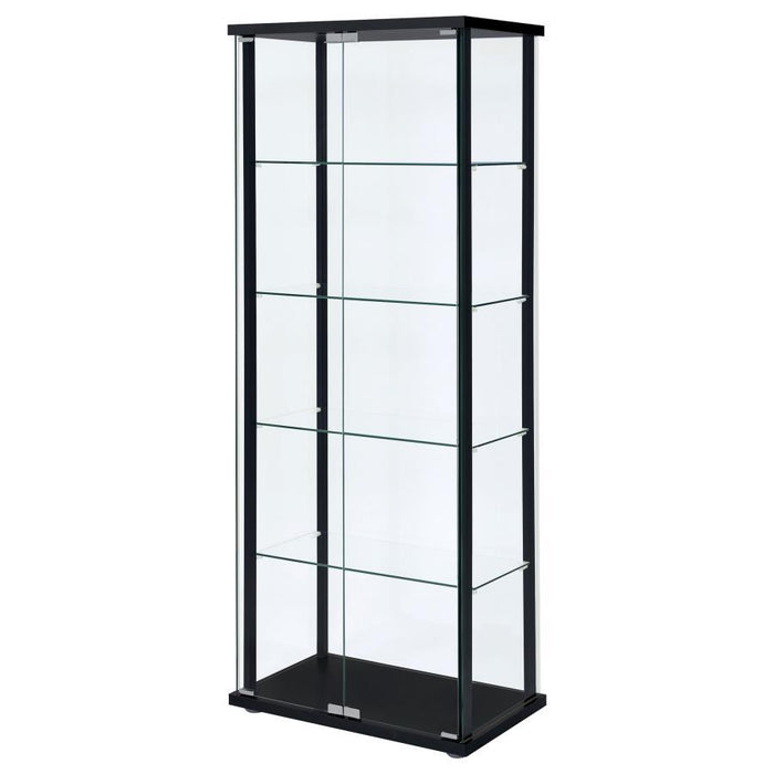 Delphinium - 5-Shelf Glass Curio Cabinet - Black And Clear - Simple Home Plus