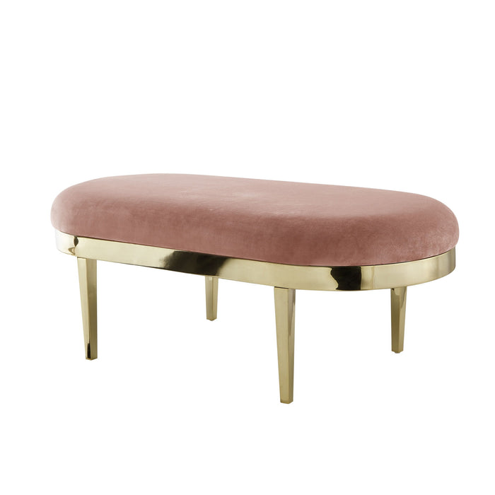 Upholstered Velvet Bench - Blush / Gold