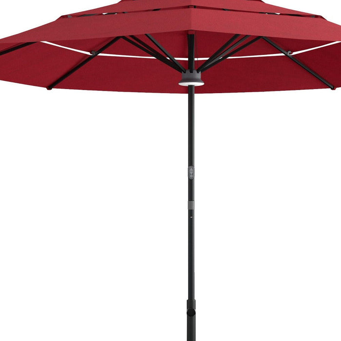 Sunbrella Octagonal Lighted Smart Market Patio Umbrella - Red