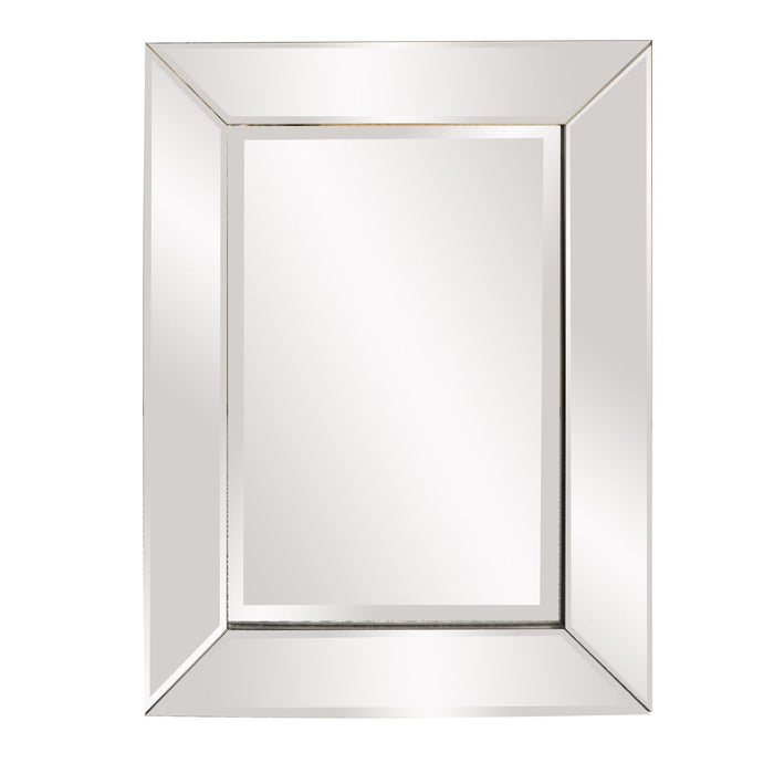 Rectangle Frame Mirror With Mirrored And Beveled Edge - Silver