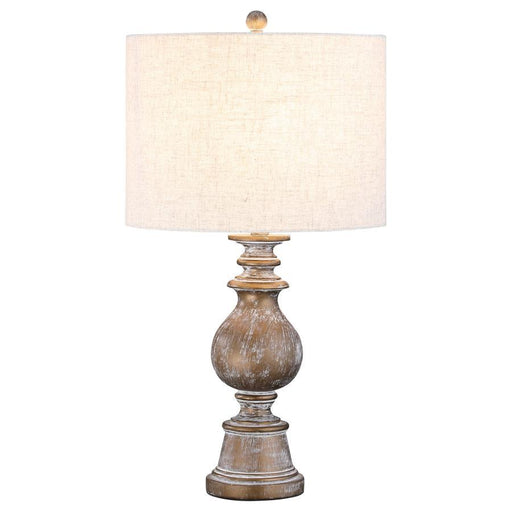 Brie - Drum Shade Table Lamp - Oatmeal And Antique Gold - Simple Home Plus
