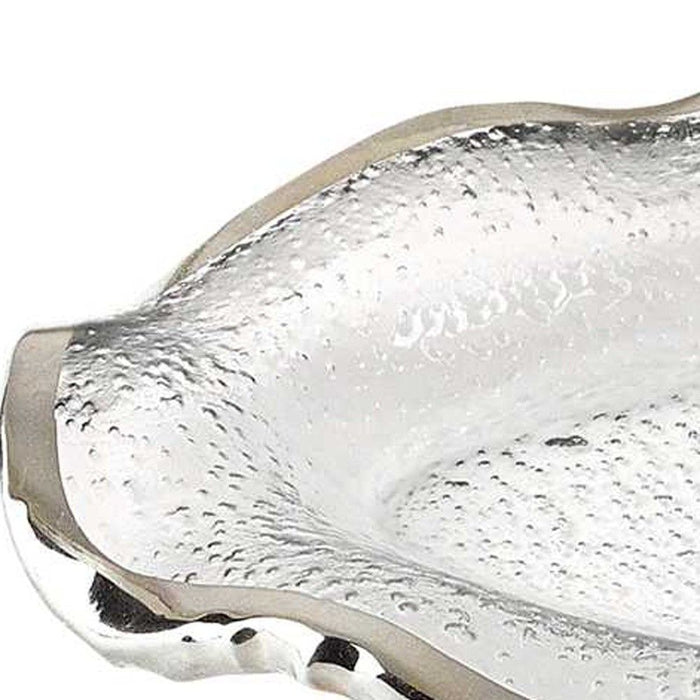 Mouth Blown Wavy Platter - Edge Silver