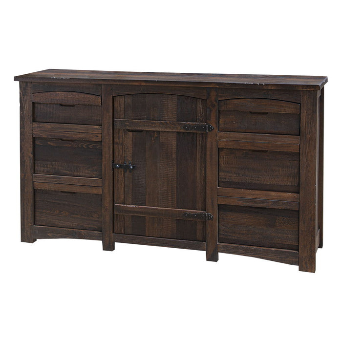 Solid Wood Six Drawer Triple Dresser - Brown