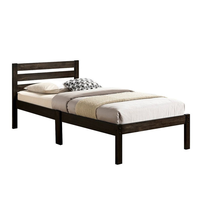 Popular Twin Size Slat Wood Bed - Brown