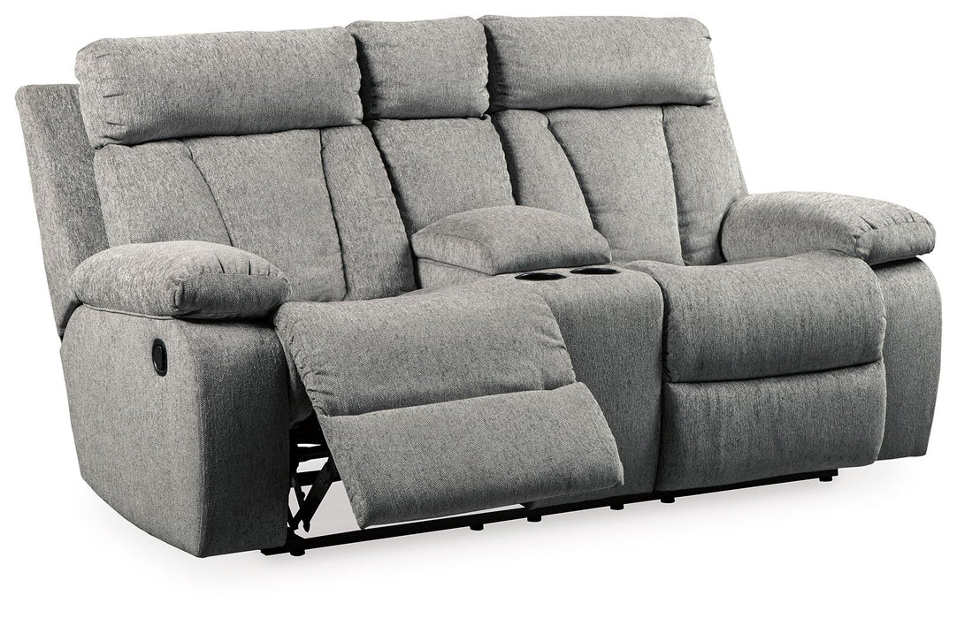 Mitchiner - Fog - Dbl Rec Loveseat W/Console - Simple Home Plus