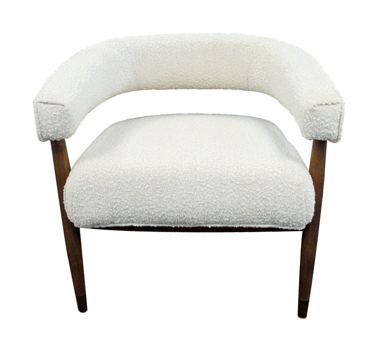 Polyester Blend And Brown Solid Color Arm Chair - Ivory