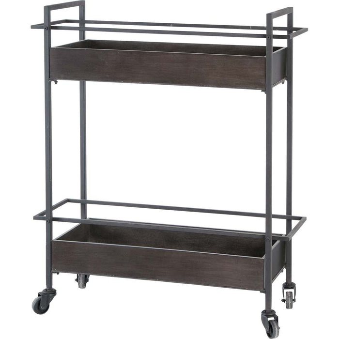 Rectangular Metal With Two Tier Shelves Bar Cart - Gray