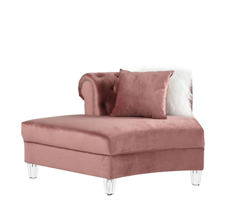 Velvet Curved Four Piece Corner Sectional - Pink