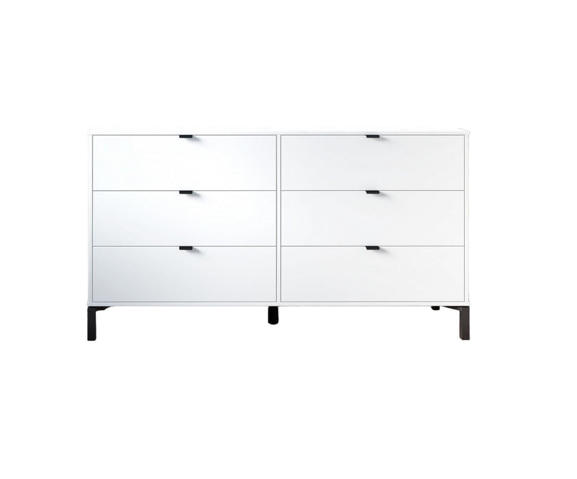 Six Drawer Double Dresser - White / Black