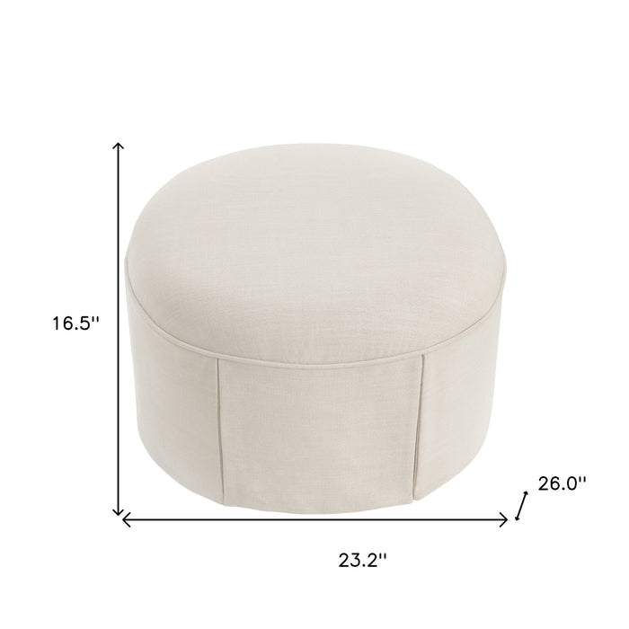 Linen Oval Ottoman - Beige