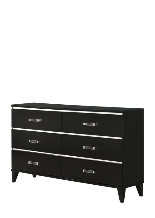 Solid And Manufactured Wood Six Drawer Double Dresser - Black / Silver