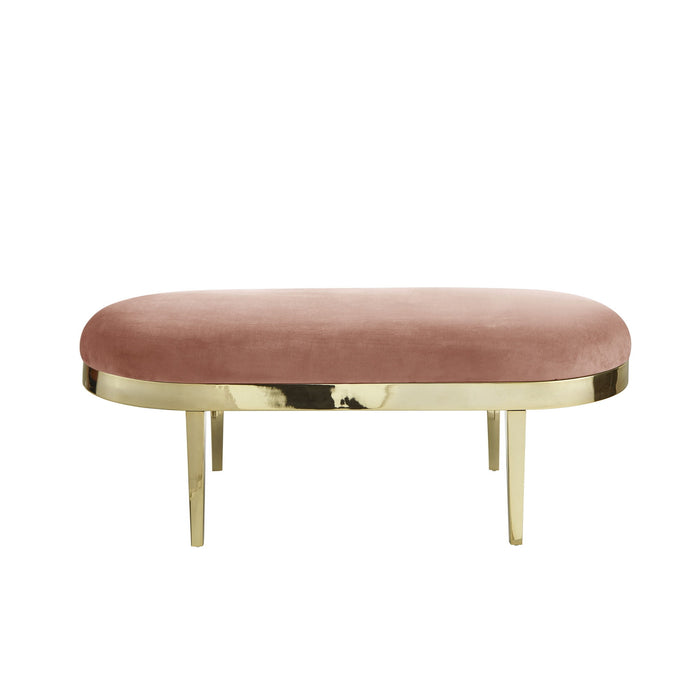 Upholstered Velvet Bench - Blush / Gold