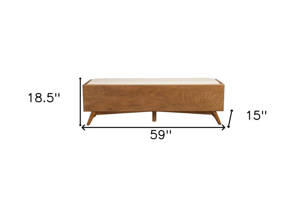 Upholstered Polyester Blend Bench With Drawers - Beige / Brown