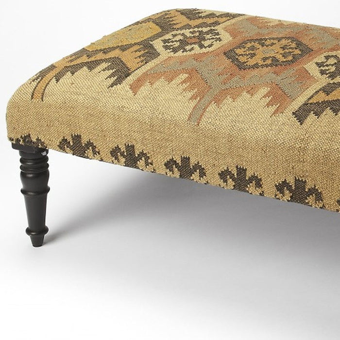 Linen Footstool Ottoman - Brown