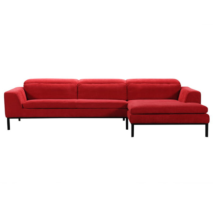 Fabric And Wood Sectional Sofa - Red