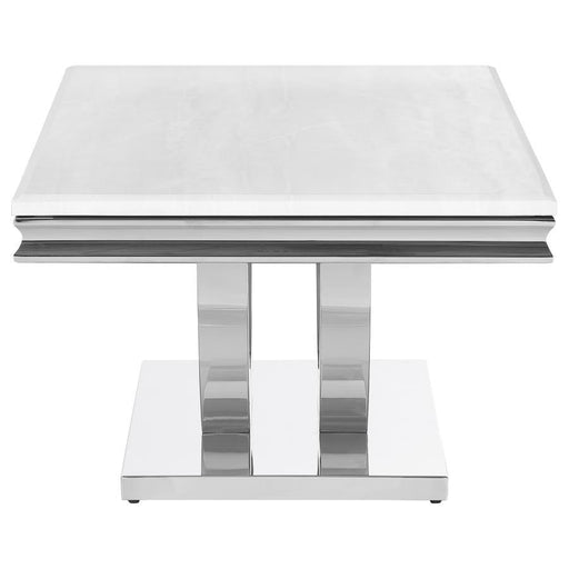 Kerwin - U-Base Rectangle Coffee Table - White And Chrome - Simple Home Plus