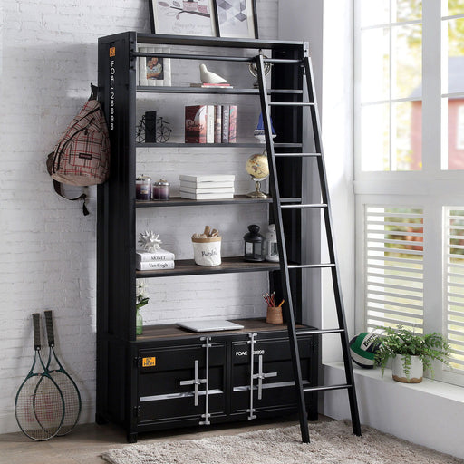 Dipiloh - Bookcase - Black / Distressed Dark Oak - Simple Home Plus