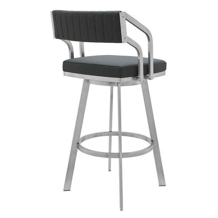 40" Swivel Low Back Bar Height Bar Chair - Gray / Silver