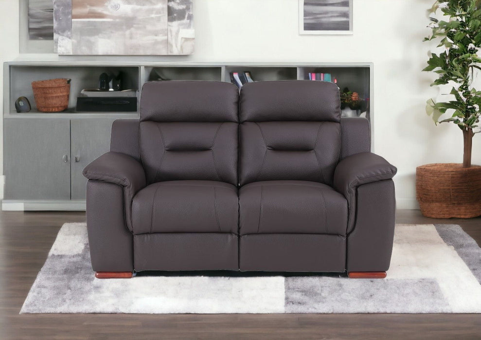 Faux Leather Manual Reclining Love Seat - Brown