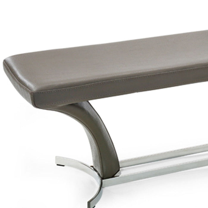 Faux Leather Upholstered Bench - Gray / Silver