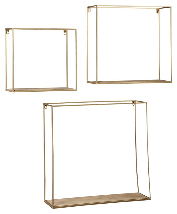 Efharis - Natural / Gold Finish - Wall Shelf Set (Set of 3) - Simple Home Plus