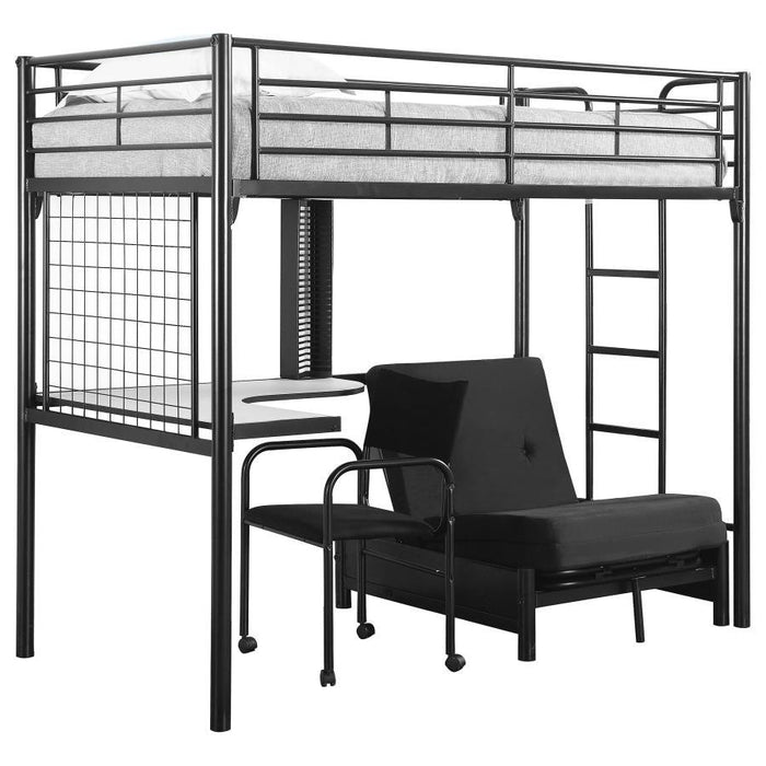 Jenner - Twin Futon Workstation Loft Bed - Black - Simple Home Plus