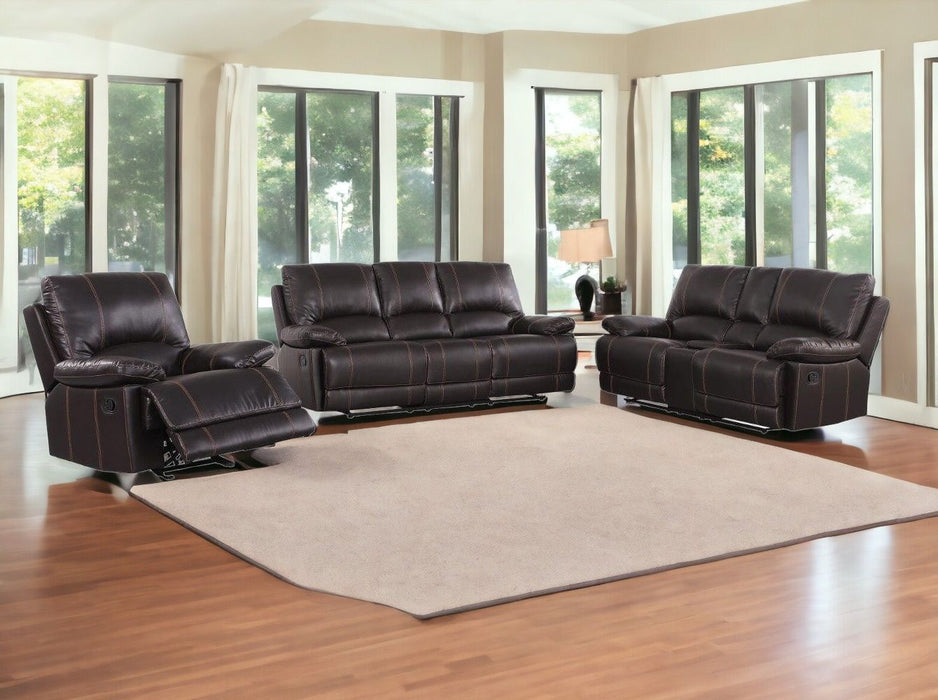 Three Piece Indoor Faux Leather Five Person Seating Set - Brown