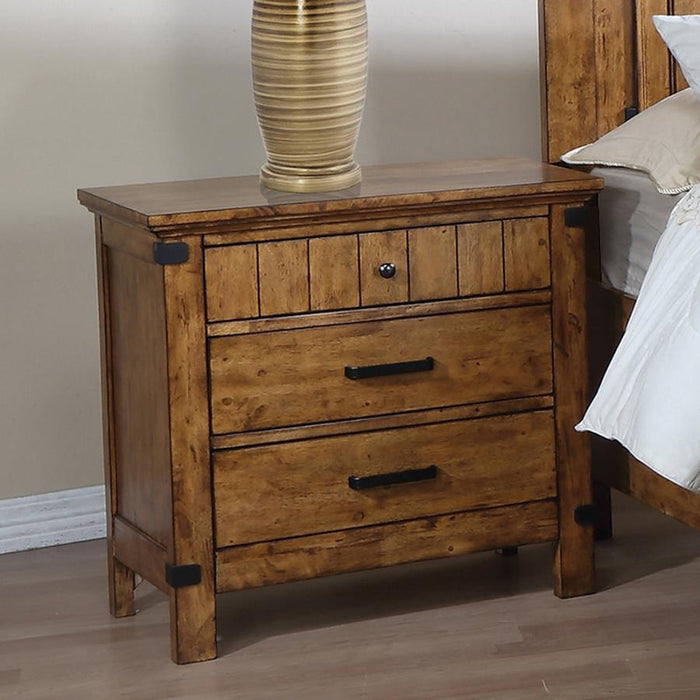 Brenner - 3-Drawer Night Stand - Rustic Honey - Simple Home Plus