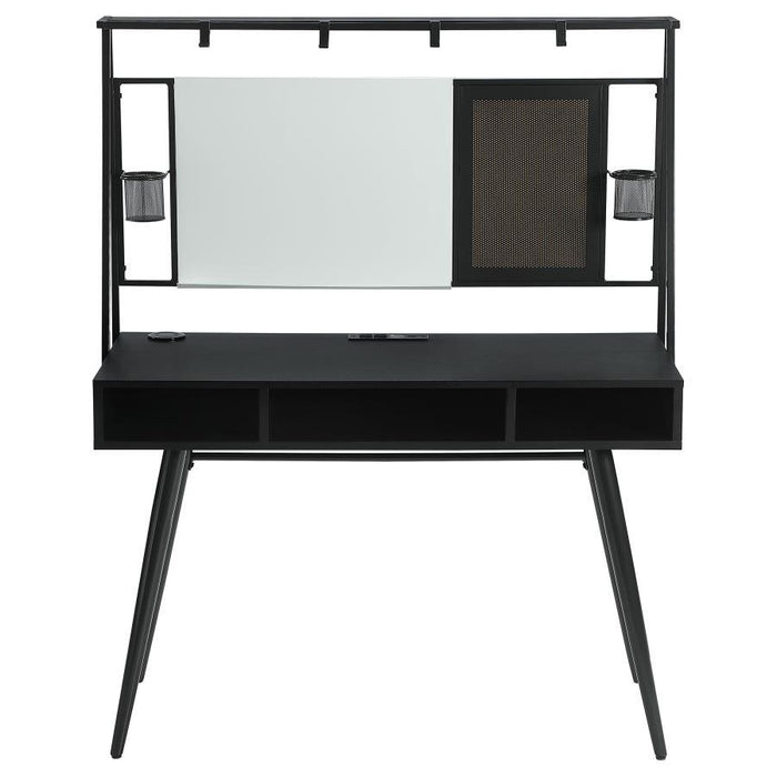 Jessie - Writing Desk With USB Ports - Black And Gunmetal - Simple Home Plus