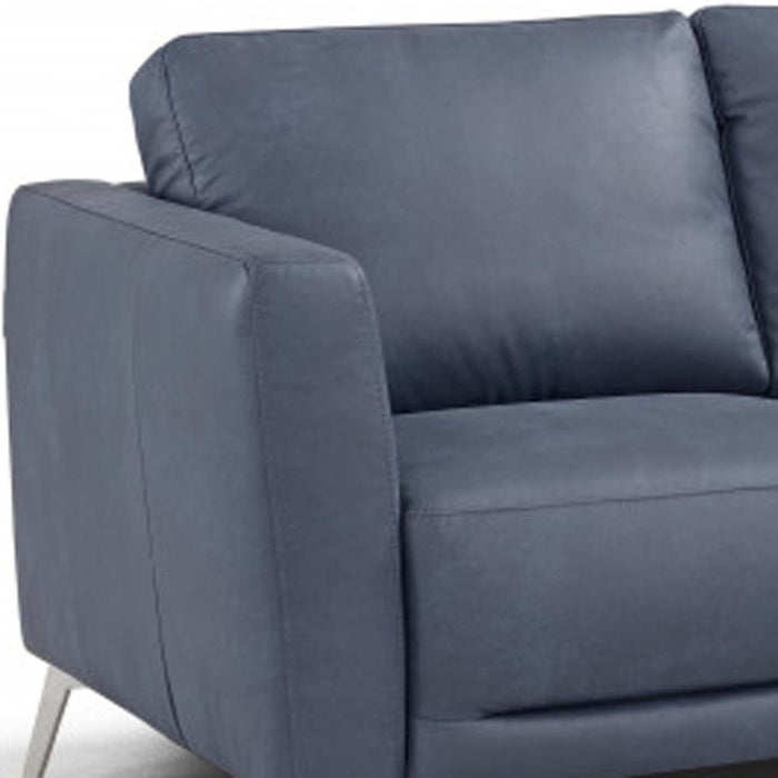 Leather Love Seat - Blue / Black