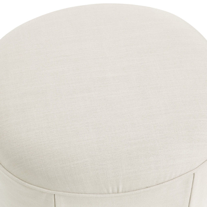 Linen Oval Ottoman - Beige