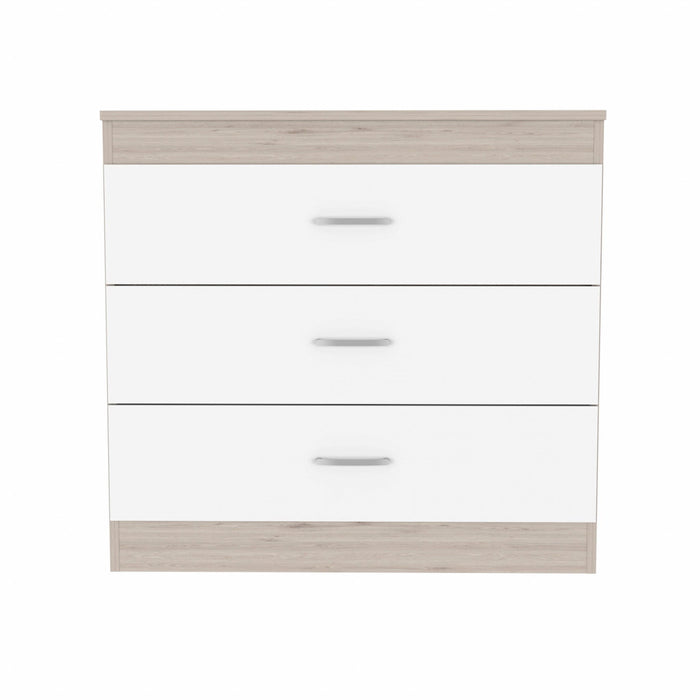 Three Drawer Dresser - Light Gray / White