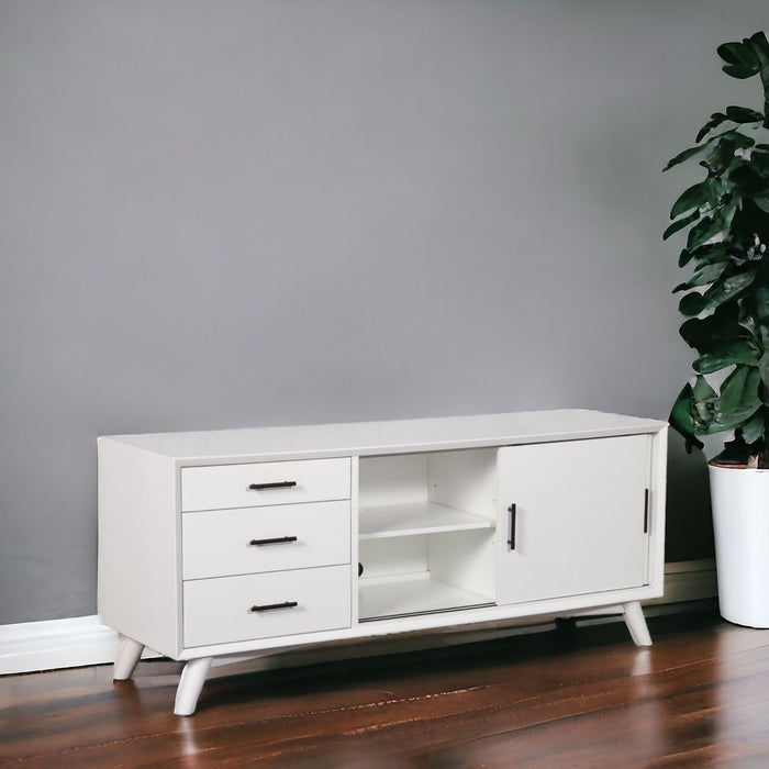 Mahogany Solids Okoume And Veneer Open Shelving TV Stand - White