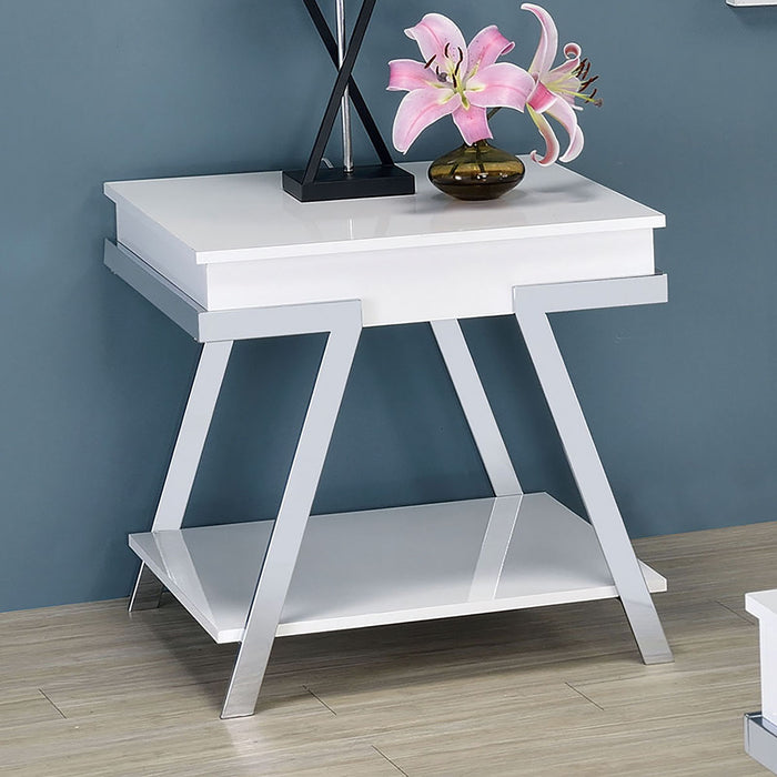 Titus - End Table - White / Chrome - Simple Home Plus