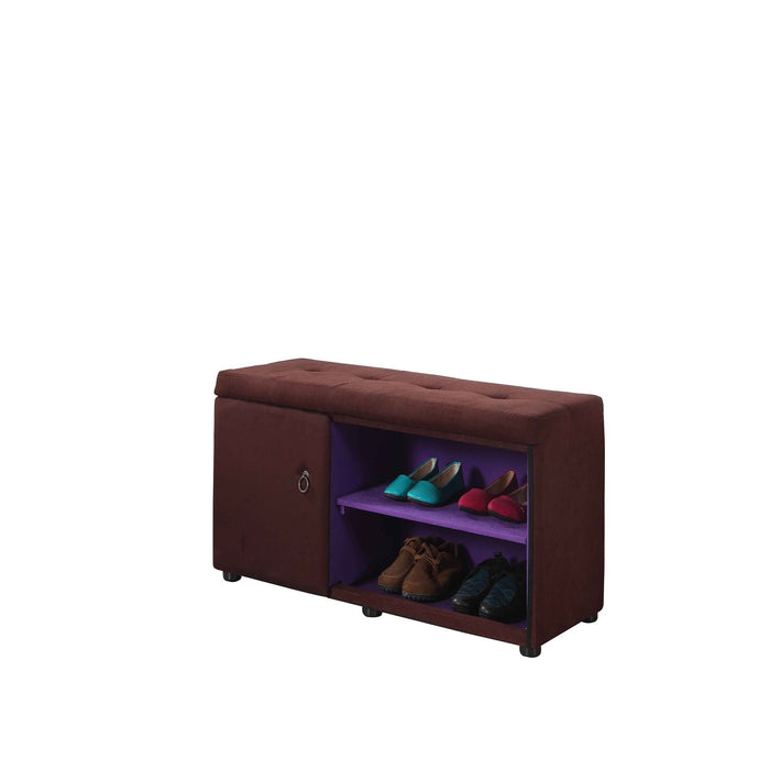 Tufted Shoe Storage Bench - Brown / Purple