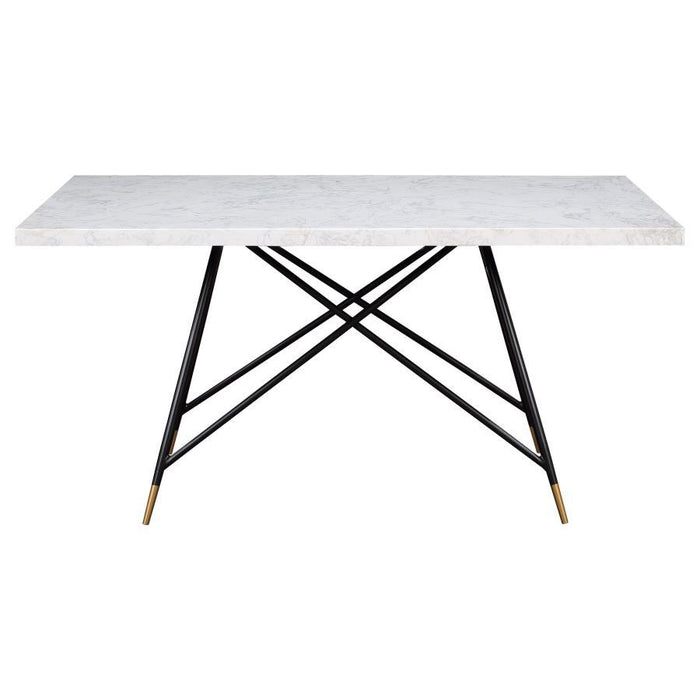 Gabrielle - Rectangular Marble Top Dining Table - White And Black - Simple Home Plus