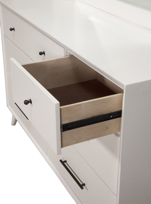 Wood Seven Drawer Double Dresser - White