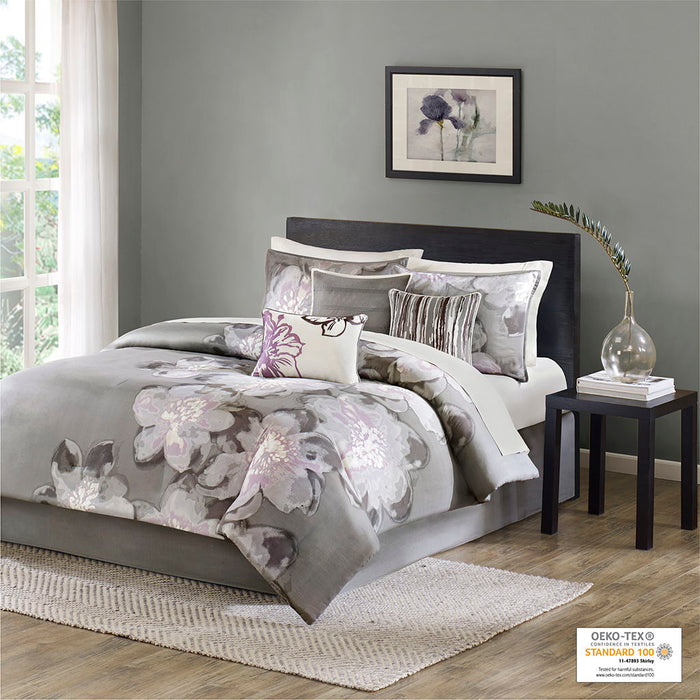 Serena - Queen Piece Comforter (Set of 7) - Gray