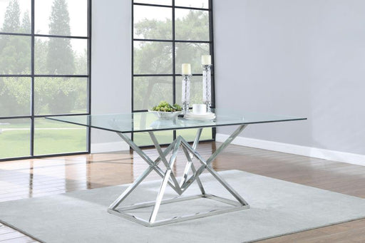 Beaufort - Rectangle Glass Top Dining Table - Chrome - Simple Home Plus