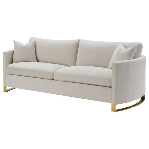 Corliss - Upholstered Arched Arms Sofa - Beige - Simple Home Plus