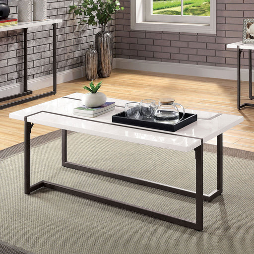 Izar - Coffee Table - White / Gun Metal - Simple Home Plus